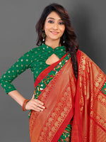 Thumbnail for NOZ2TOZ Women's Cotton Blend Green Printed Designer Saree With Blouse Piece - Distacart