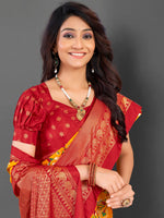 Thumbnail for NOZ2TOZ Women's Cotton Blend Yellow Printed Designer Saree With Blouse Piece - Distacart