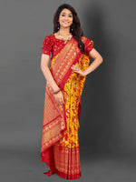 Thumbnail for NOZ2TOZ Women's Cotton Blend Yellow Printed Designer Saree With Blouse Piece - Distacart