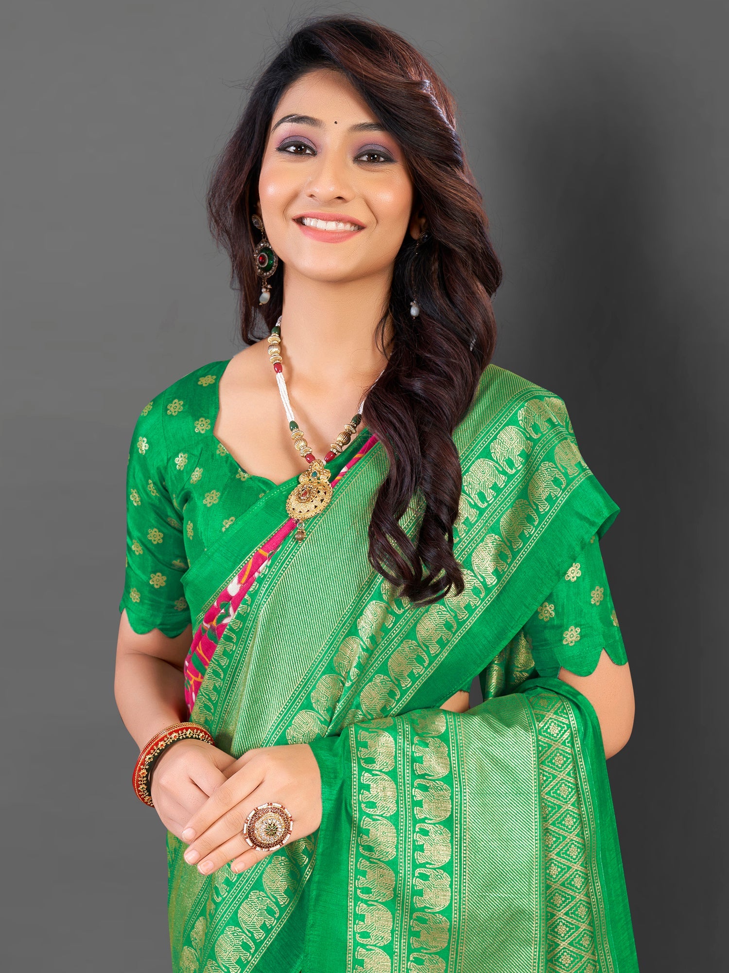 NOZ2TOZ Women's Cotton Blend Pink Printed Designer Saree With Blouse Piece - Distacart