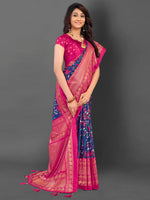 Thumbnail for NOZ2TOZ Women's Cotton Blend Blue Printed Designer Saree With Blouse Piece - Distacart