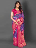 Thumbnail for NOZ2TOZ Women's Cotton Blend Purple Printed Designer Saree With Blouse Piece - Distacart