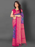 Thumbnail for NOZ2TOZ Women's Cotton Blend Purple Printed Designer Saree With Blouse Piece - Distacart