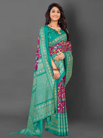 Thumbnail for NOZ2TOZ Women's Cotton Blend Magenta Printed Designer Saree With Blouse Piece - Distacart