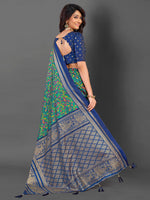 Thumbnail for NOZ2TOZ Women's Cotton Blend Teal blue Printed Designer Saree With Blouse Piece - Distacart