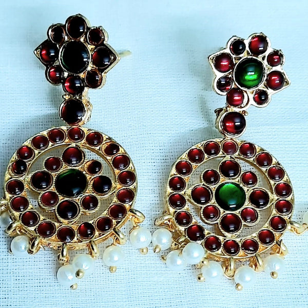 Elite Trading Chandelier Kempu Stone Earrings for Women & Girls Traditional South Indian Jewelry - Distacart