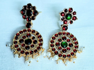 Elite Trading Chandelier Kempu Stone Earrings for Women & Girls Traditional South Indian Jewelry - Distacart