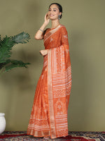 Thumbnail for Astita Cotton Orange Saree