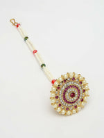 Thumbnail for NVR Women's Gold-Polished CZ Stone-Studded Borla Maang Tikka - Distacart