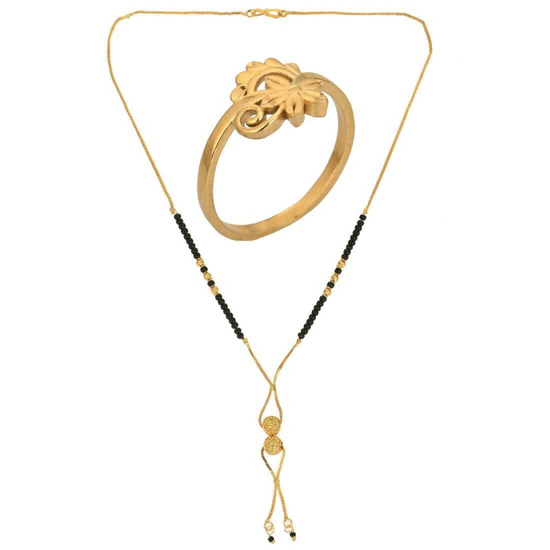 AanyaCentric Gold-plated Mangalsutra & Ring Set - Distacart