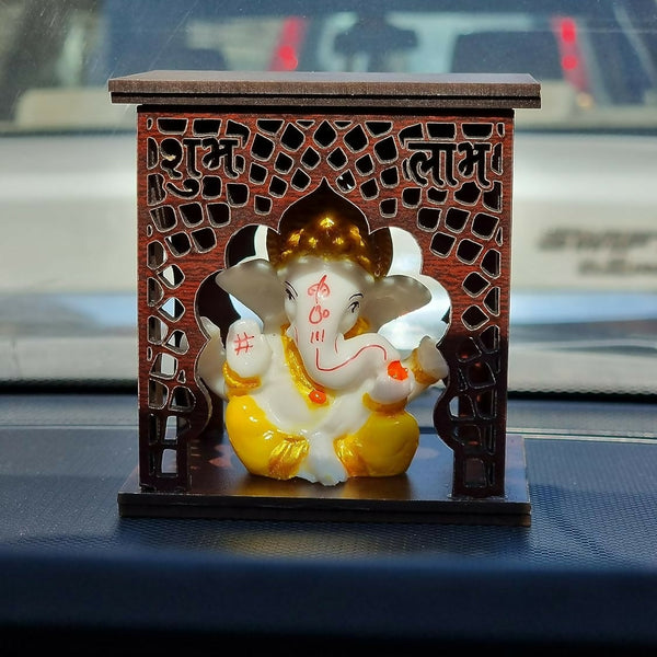 Expleasia, Exuberant & Luxury Decor Ganesha Idol With Wooden Temple - Distacart