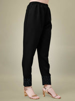 Thumbnail for Jyoti Fashion Women's Black Cotton Blend Embroidery & Sequence work Kurta with Trouser & Dupatta - Distacart