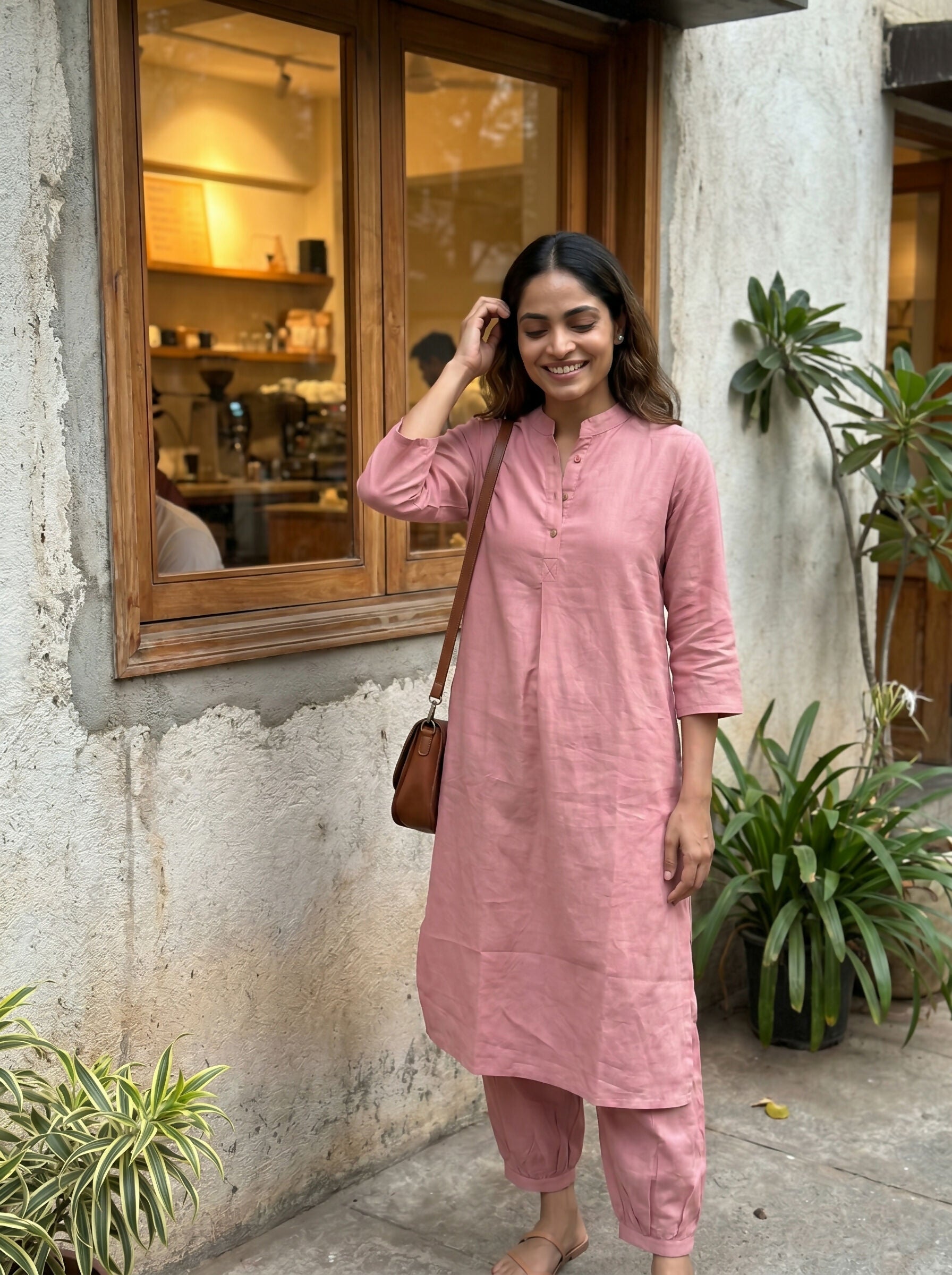Gharana India Aira Peach Cotton Co-ord Set - Dista