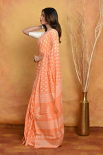 Thumbnail for Very Much Indian Handblock Printed Cotton Saree With Natural Dyes - Light Peach - Distacart