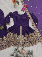 Thumbnail for Teeya Creation Purple Color Fendy Satin Silk Embroidery Work party Wear Salwar Suit - Distacart