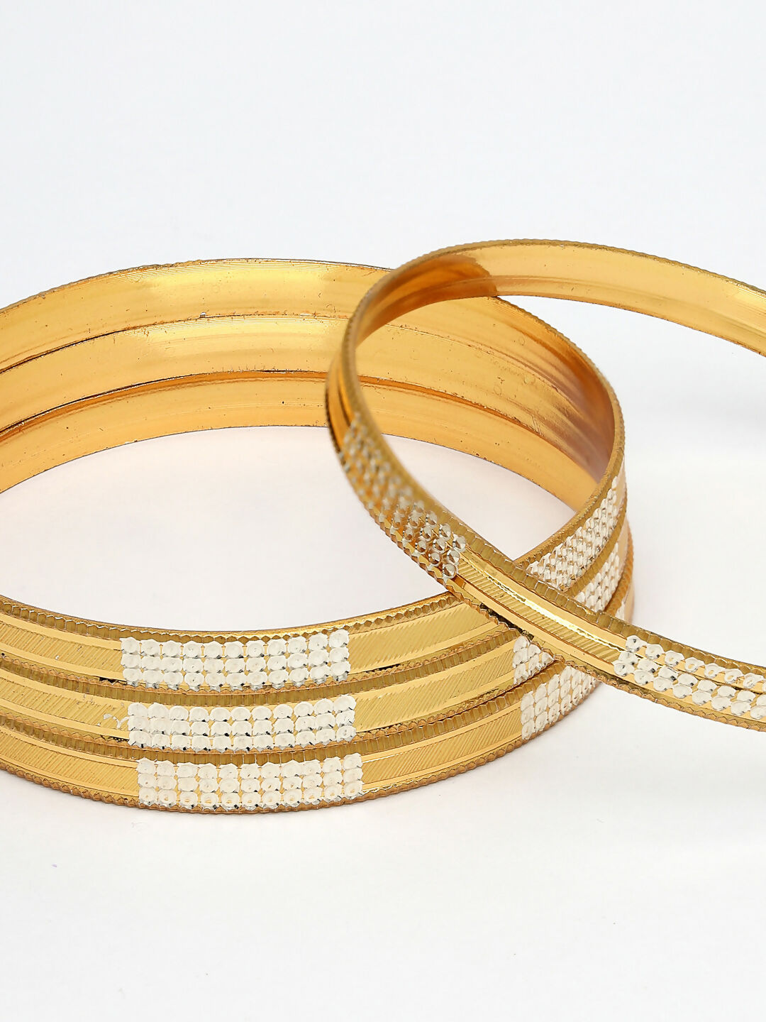 NVR Women's Set of 4 Gold-Plated CZ-Studded Traditional Bangles - Distacart
