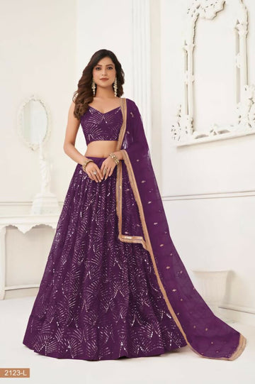 Aastha Fashion Wine Butterfly Net Tone To Tone Thread Work, Sequence Work And Original Mirror Work Embroidery Wedding Wear Lehenga Choli - Distacart