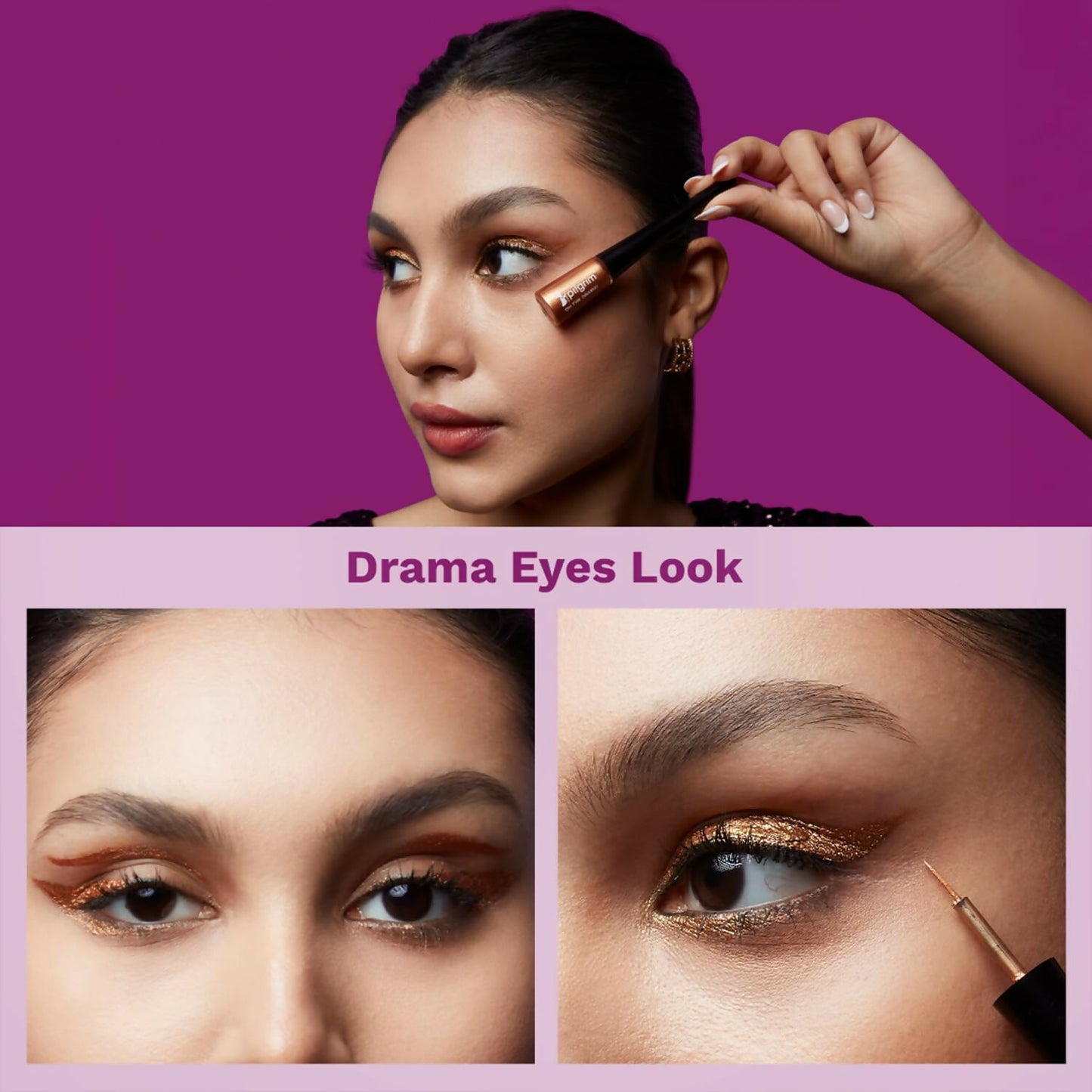 Pilgrim Metallic Eyeliner Boldly Bronze, Long Lasting & Smudge Proof Enriched With Argan Oil - Distacart