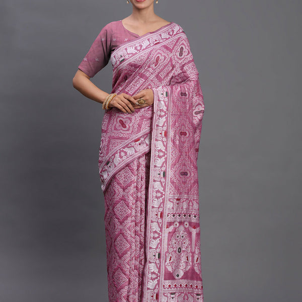 Astita Linen Cotton Purple Saree