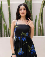 Thumbnail for Aayaa Designer crape hand work Multi indo western - Black