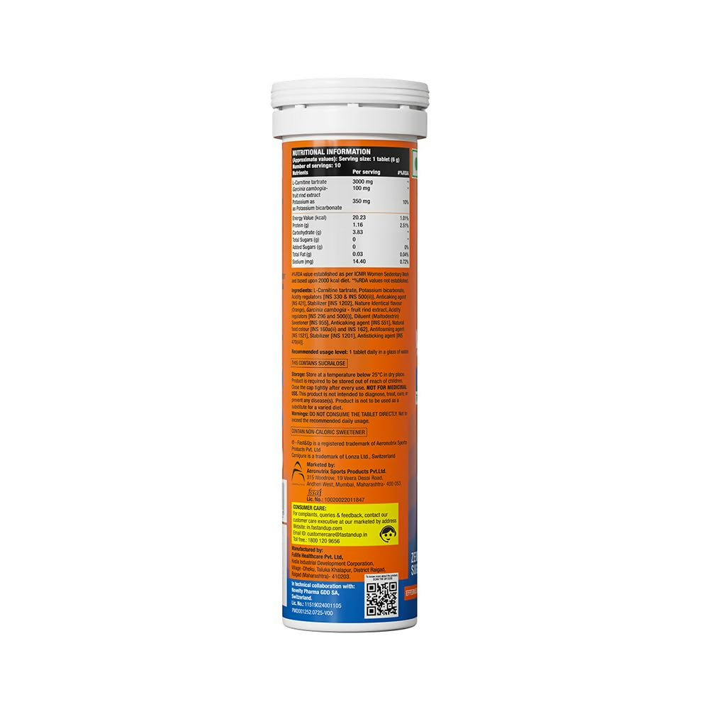 Fast&Up L Carnitine 3000mg Effervescent Tablets - Orange Flavour - Distacart