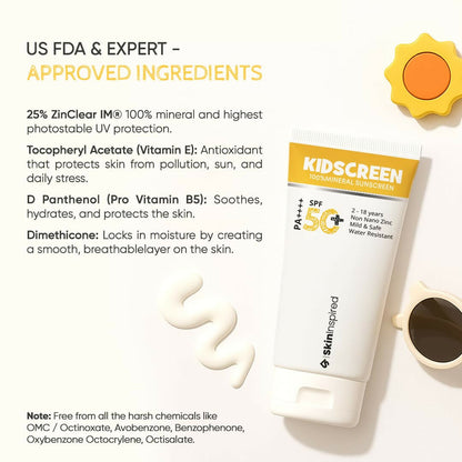 SkinInspired Kidscreen 100% Mineral Sunscreen SPF 50+ PA++++ - Distacart