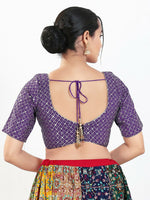 Thumbnail for Joban Fashion Brinjal Silk Padded Blouse With Sweetheart Neck Elbow Sleeves - Distacart