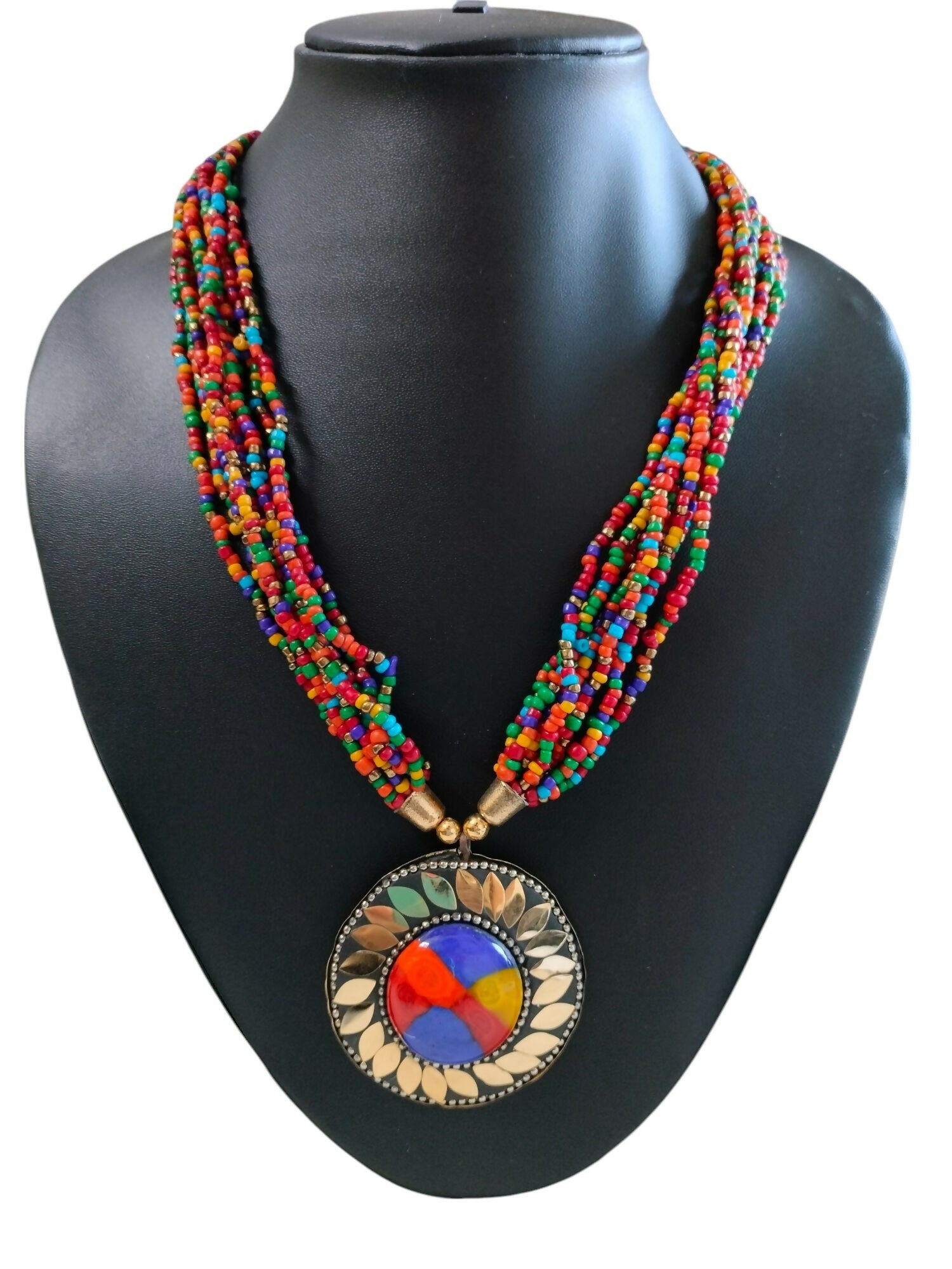 Inhanns Everyday Statement Beaded Pendant Necklace - Multi Colour - Distacart