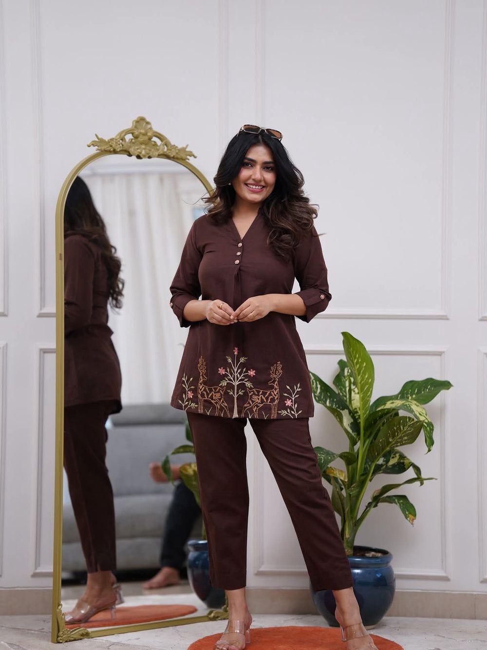 EGF Rayon Embroidery Brown Cord sets - Dista