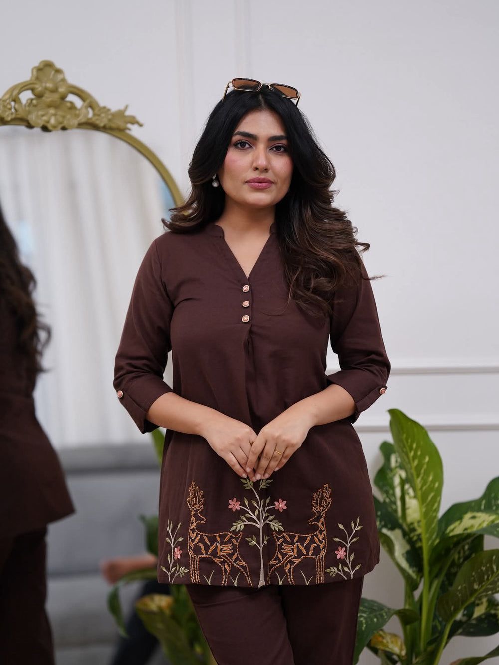 EGF Rayon Embroidery Brown Cord sets - Dista