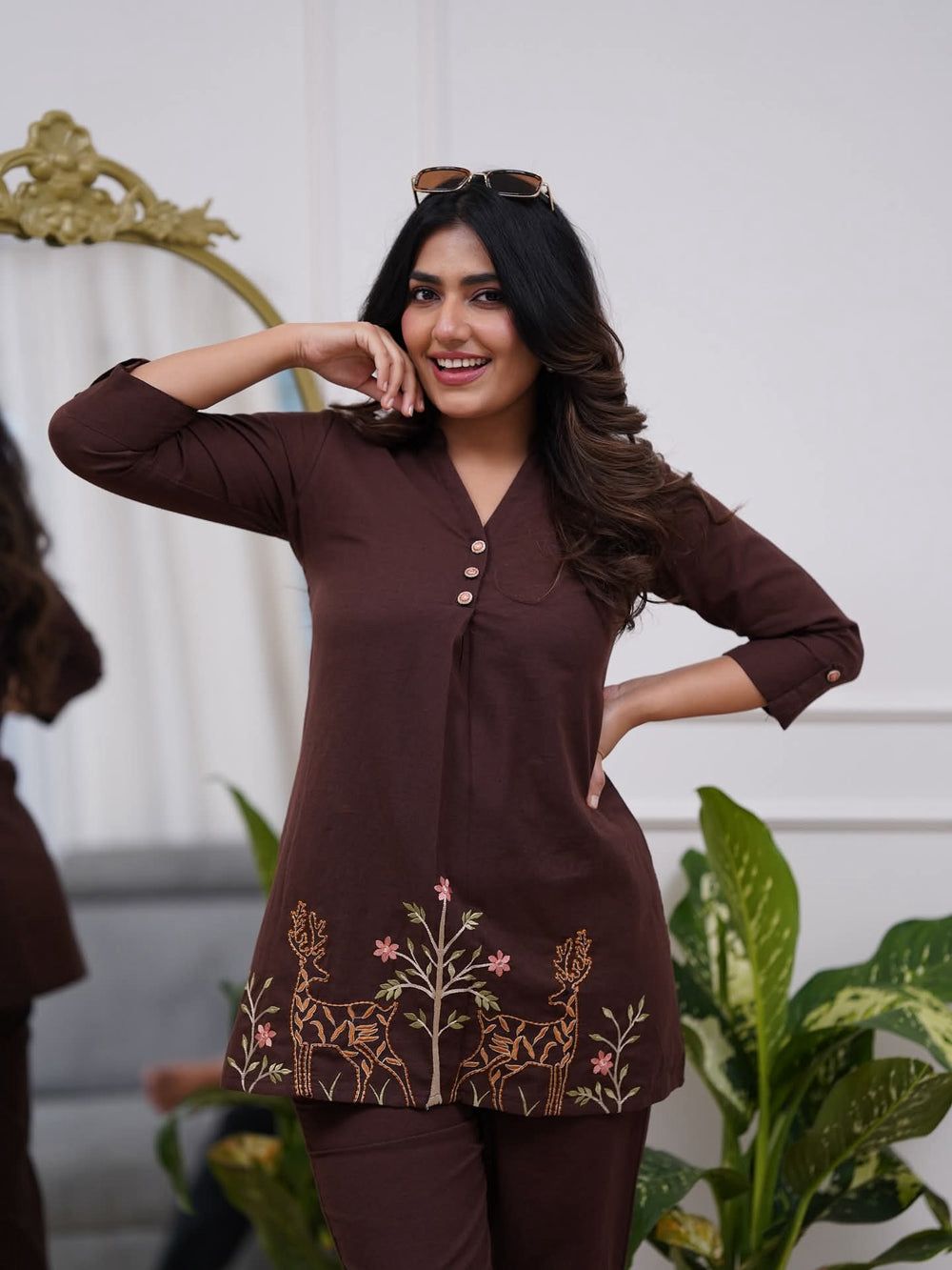 EGF Rayon Embroidery Brown Cord sets - Dista