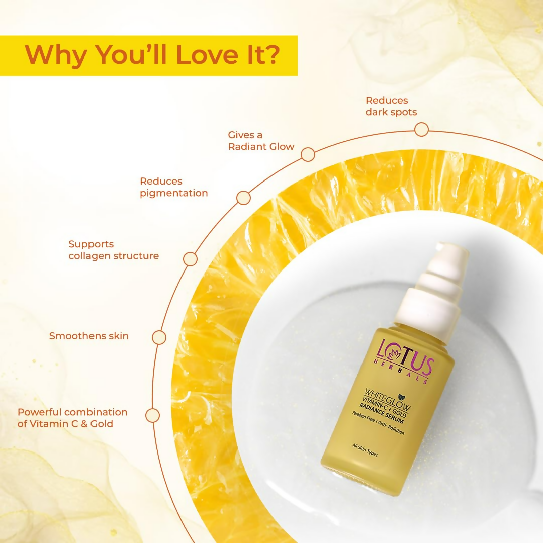 Lotus Herbals WhiteGlow Vitamin C and Gold Radiance Face Serum - Distacart