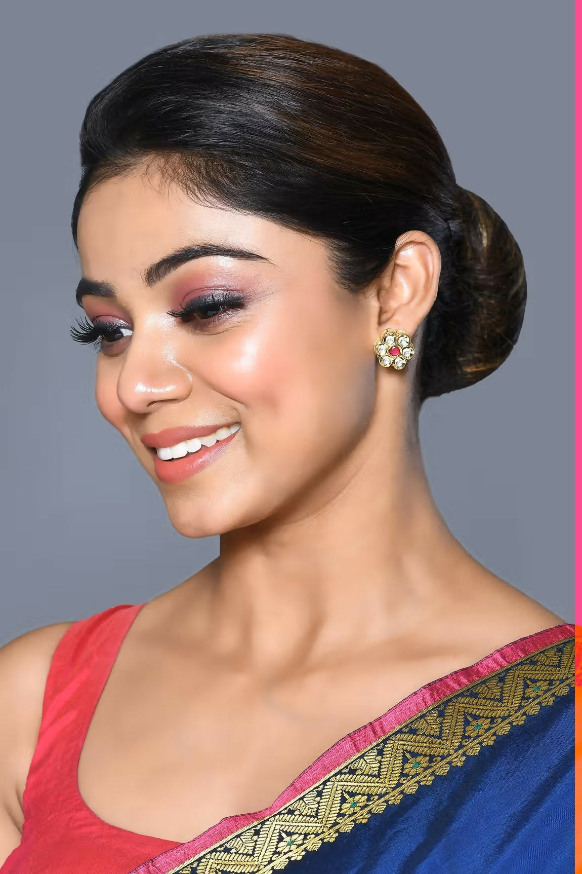 Joban Fashion Women Kundan , Brass And Ruby Stone Golden White Ruby Earrings - Distacart