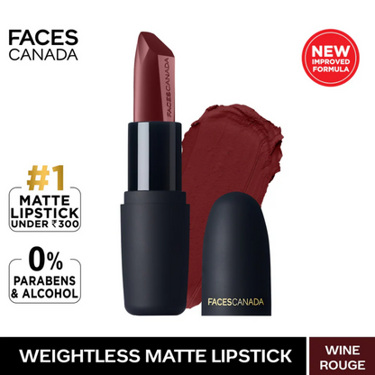 Faces Canada Weightless Matte Finish Lipstick - Wine Rouge 30 - Distacart
