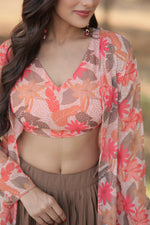 Thumbnail for Vastranavya Latest Fancy Party Wear Lehenga Choli With Shrug - Peach - Distacart