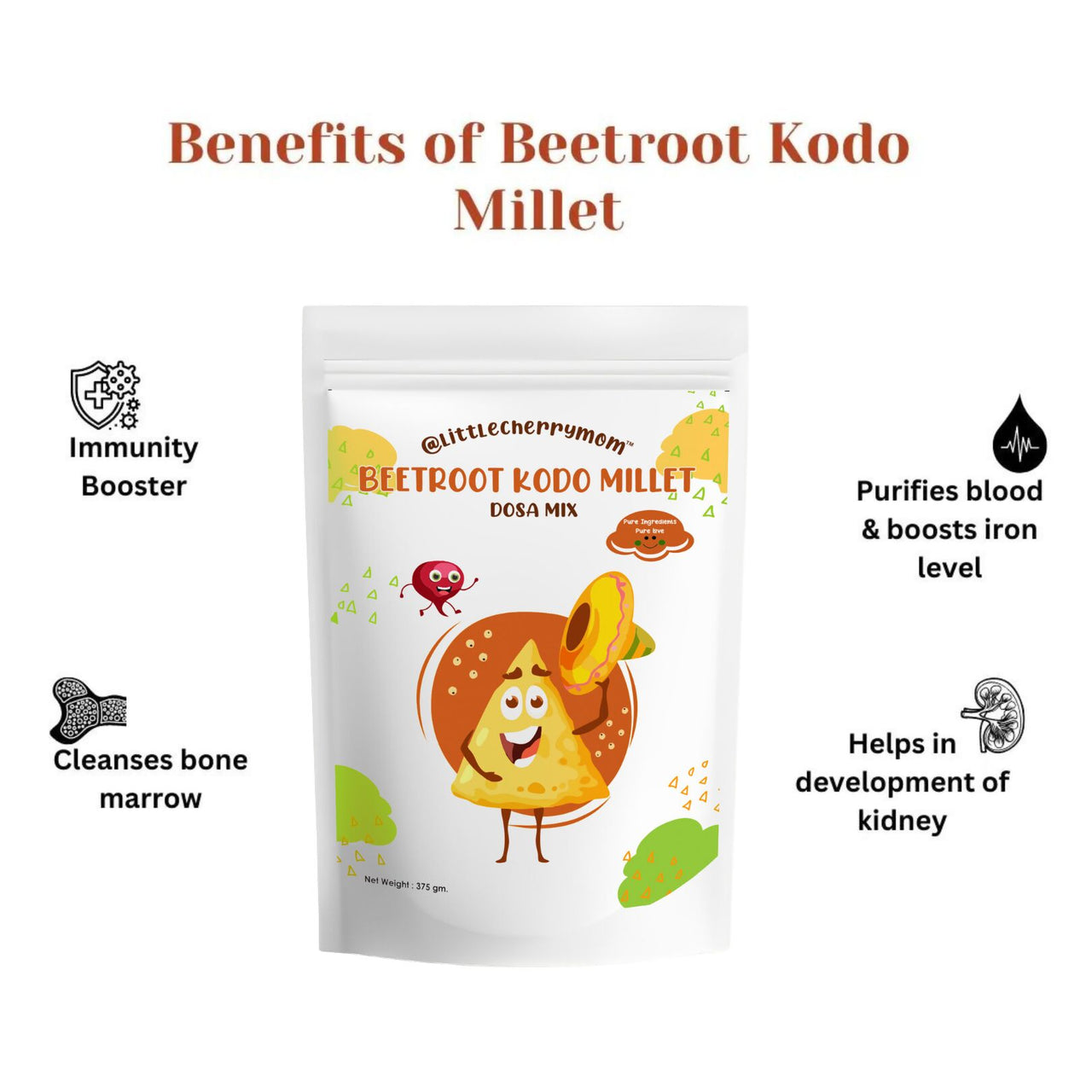 Littlecherrymom Beetroot Kodo Millet Instant Dosa - Distacart