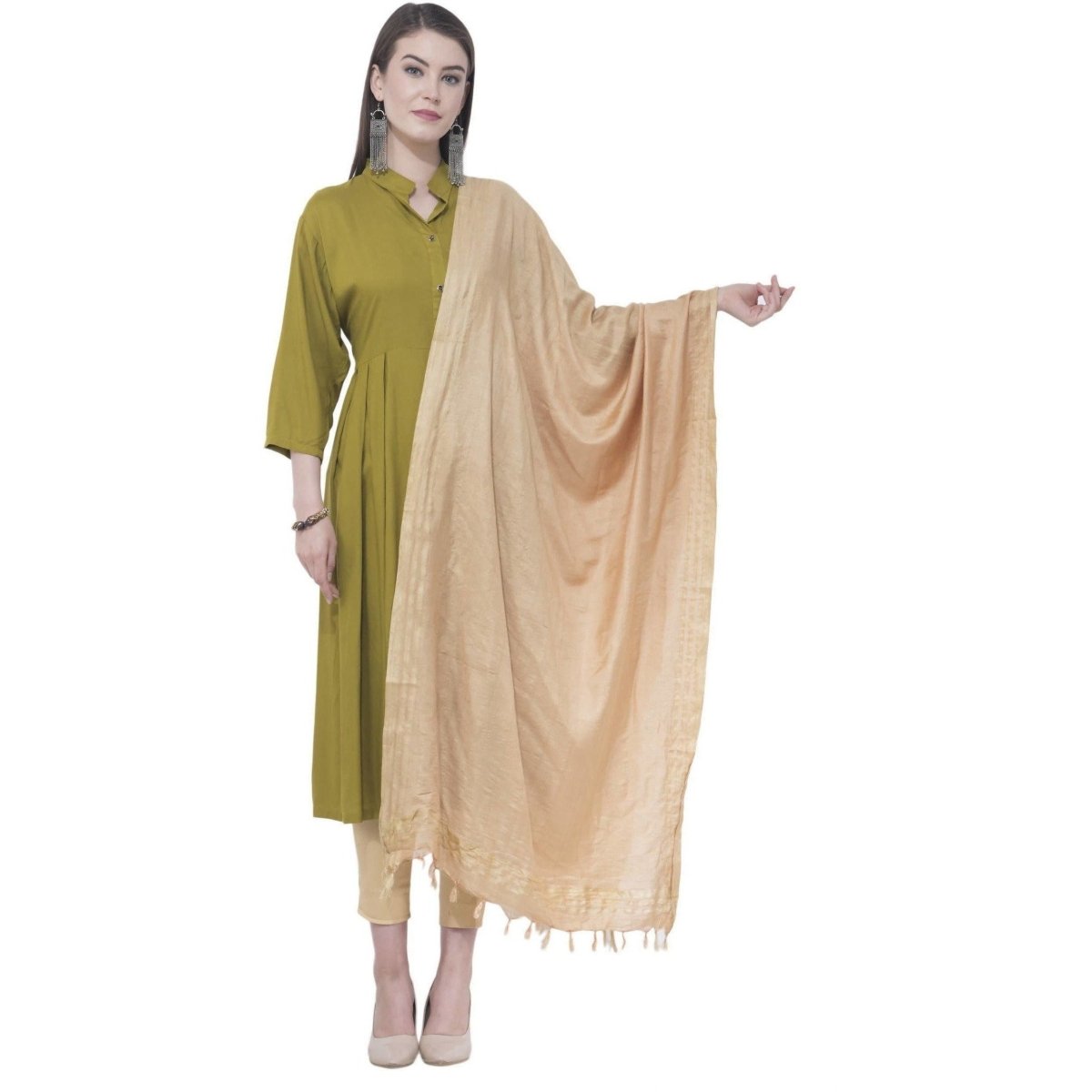 A R SILK Copper Color Golden border Cotton Dupattas and Chunnis