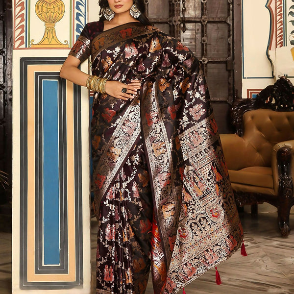 Astita Wine Silk Saree