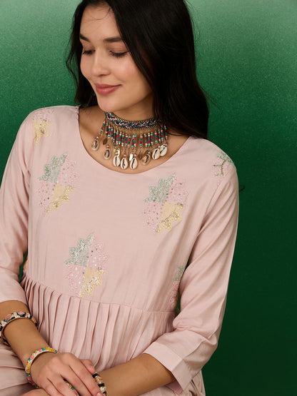 Pink Embroidered Muslin Kurta and Trouser - Berlin - Distacart