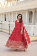 Thumbnail for Aastha Fashion Women's Rani Pink Faux Georgette Sequins Embroidered Anarkali Dress with Dupatta - Distacart