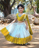 Thumbnail for Jyoti Fashion Classy Yellow Heavy Chenille Sequins Embroidered Kids Lehenga Choli Set - Distacart