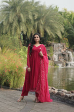 Thumbnail for Jyoti Fashion Women's Pink Faux Blooming Embroidered Kurta with Trouser & Dupatta - Distacart