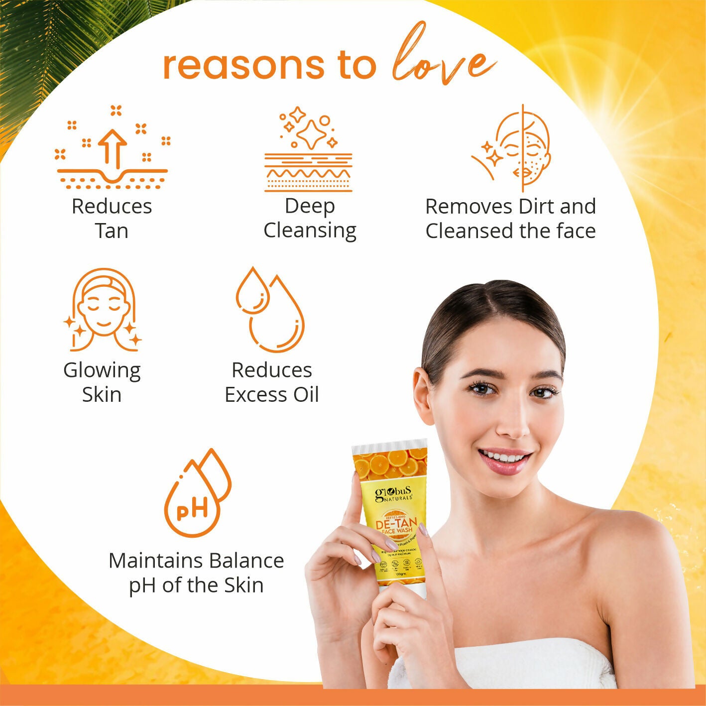 Globus Naturals De Tan Face Wash, Suitable For All Skin Types - Distacart