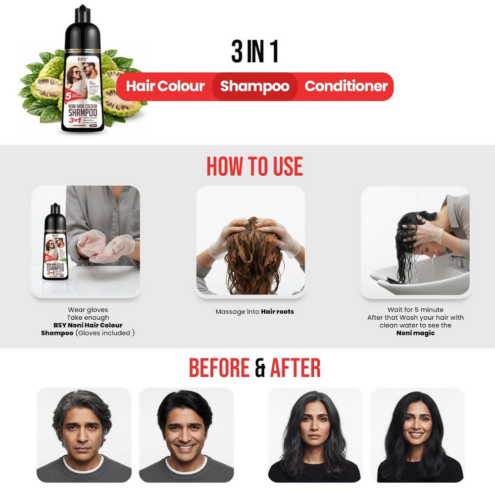 Bsy 5-Min 3 IN 1 Natural Hair colour shampoo - Brown - Dista