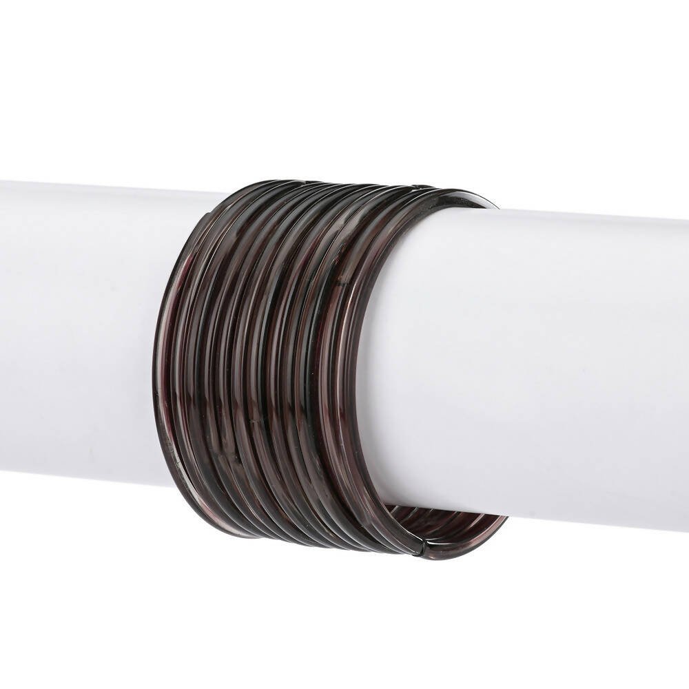 Afast Shining Brown Glass Wedding, Party, Daily Use Bangle Set, Set Of 12 - Distacart