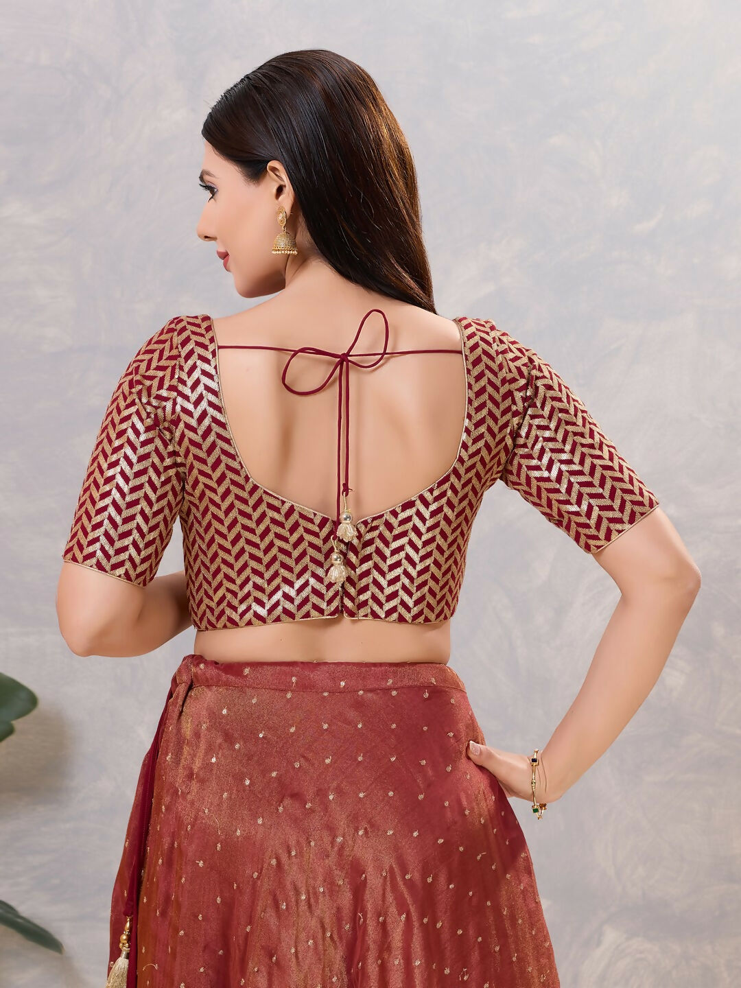 Joban Fashion Women Silk Maroon Stitched Blouse - Distacart