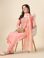 Thumbnail for Embroidered Kurta With Pant & Dupatta Set, Multicolor - Hiral Fashion - Distacart