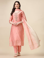 Thumbnail for Embroidered Kurta With Pant & Dupatta Set, Multicolor - Hiral Fashion - Distacart