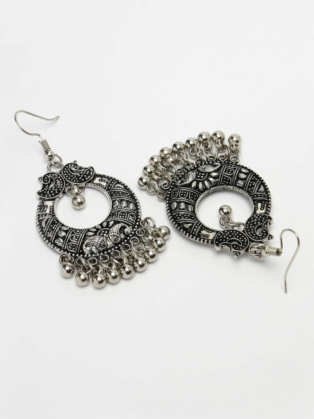 NVR Women's Silver-Plated German Silver Oxidised Chandbali Earrings - Distacart