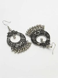 Thumbnail for NVR Women's Silver-Plated German Silver Oxidised Chandbali Earrings - Distacart